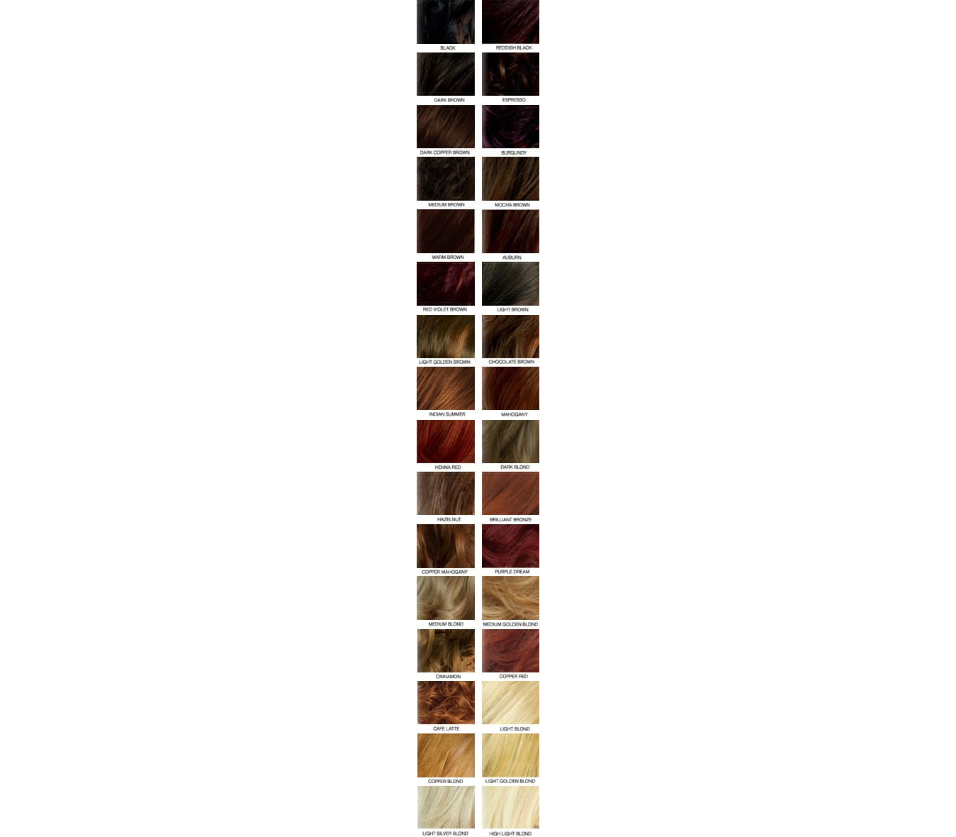 Hennaplus Long Lasting colour Color chart